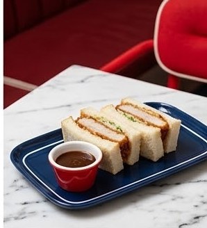 Katsu sando on navy tray